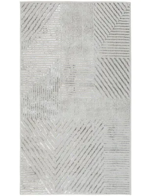 Produktbild von Moderner Kurzflor Teppich Tori mit geometrischem Muster - 67x120cm – Grau