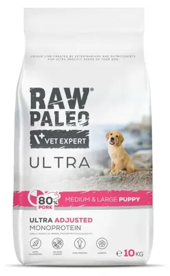 Immagine prodotto di RAW PALEO Ultra Pork Medium & Large Puppy - cibo secco per cani - 10 kg