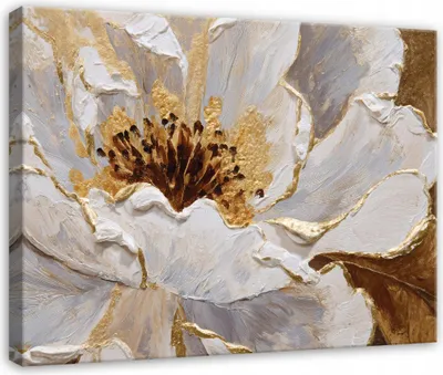 Produktbild von Leinwandbild Blumen Glanz Abstrakt - 60x40 cm - Wandbilder Wohnzimmer Schlafzimmer - Leinwand Leinwandbild Braun - PP16157O4