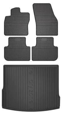 Zdjęcie produktu dla Dywaniki gumowe + mata bagażnika do Volkswagen Tiguan II 2016-2024 (SUV, górny poziom podłogi) – czarne, dopasowane – Wielganizator SolidPRO