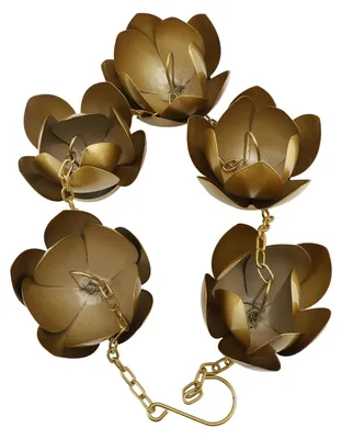 Immagine prodotto di Catena di raccolta dell'acqua piovana, stile fiore dorato - Acciaio inossidabile - Installazione semplice - Lunghezza regolabile - 1,2 m - Efficace sistema di raccolta dell'acqua piovana