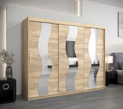 Produktbild von Schwebetürenschrank HEDVIKA – Breite 250 cm, Eiche Sonoma