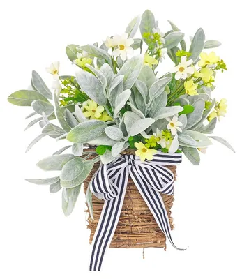 Türkranz aus Korbgeflecht mit Gänseblümchen, 40 cm