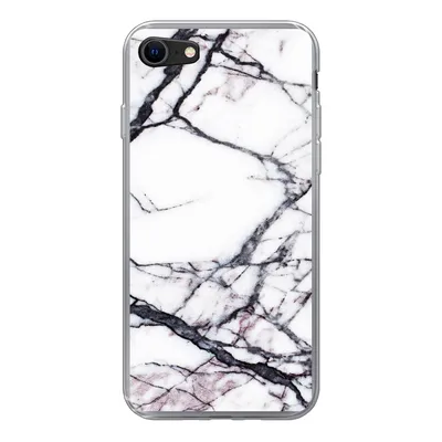 Produktbild von MuchoWow® Handyhülle Schutzhülle Hülle für iPhone 7 Marmor - Weiß - Stein Silikon Softcase Handy Hülle - Kartenhalter