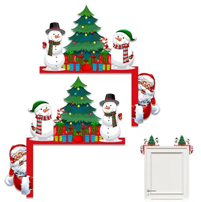 Weihnachtliche Türrahmen-Deko aus Holz, 2er-Set