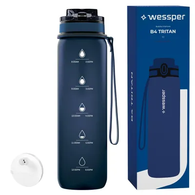 Produktbild von Wessper B4 Tritan Trinkflasche 1L mit Actitex™ Filter – BPA Free, Blau