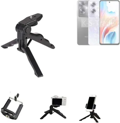 Produktbild von K-S-Trade Stativ Tisch-Ständer Dreibein Handy-Stativ Ständer kompatibel mit Oppo A79 5G Mini-Stativ Smartphone Tripod Handy-Stativ aus Plastik