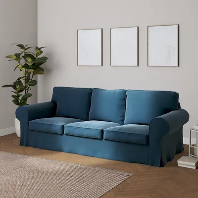 Produktbild von Dekoria Bezug für Ektorp 3-Sitzer Sofa nicht ausklappbar, blau, Sofabezug für Ektorp 3-Sitzer nicht ausklappbar