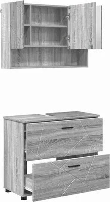 Produktbild von vidaXL Badezimmermöbel-Set 2 stk. Graues Sonoma 76,5 x 35 x 64 cm