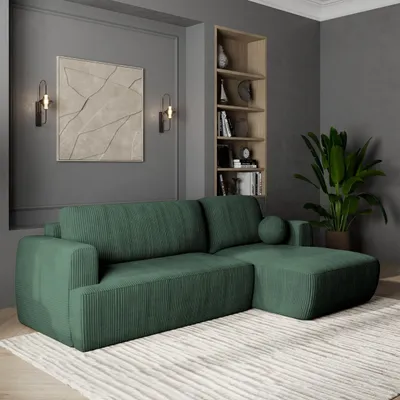 Produktbild von Masseno Ecksofa SENTI P R-S mit Schlaffunktion L-Form, Sofa mit Bettkasten, Wohnzimmersofa, Couch, Soffa, Bettsofa, Couchgarnitur- Grün, POSO 14
