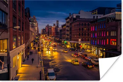 Produktbild von MuchoWow® Poster New York - Nacht - Taxi 180x120 cm - Fotoplakat