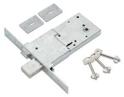 Productafbeelding van Inlegslot, dubbele vergrendeling, model '2010', merk SECUREMME E90 - 4 sluitpunten - Doos: 184x83 mm