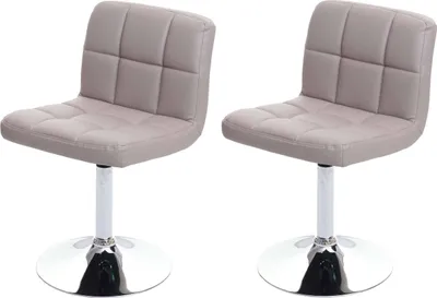 Obrázok produktu pre sada 2 jedálenských stoličiek Otočná stolička Kavala Faux Leather Chrome ~ taupe-grey