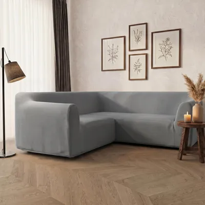 Immagine prodotto di Copertura elastica per divano angolare, color grigio chiaro