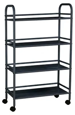 Immagine prodotto di Carrello Portavivande 4 Ripiani Ruote Cucina Mobile 60x32x100 cm.Colore:Nero