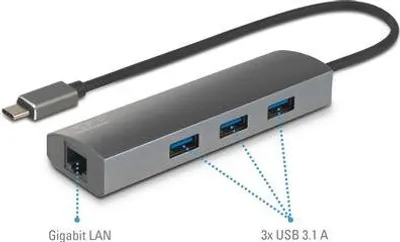 Image de Renkforce RF-3374952 Schnittstellen-Hub USB 2.0 Type-C 1000 Mbit/s Schwarz - Grau (RF-3374952)