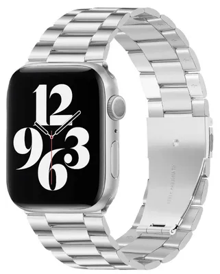 Produktbild von By Qubix Edelstahl-Gliederarmband - Silber - Geeignet für Apple Watch 38 mm / 40 mm / 41 mm / 42 mm