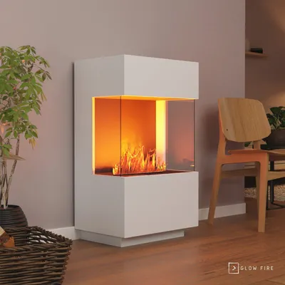 Produktbild von GLOW FIRE Elektrokamin 'OGF 1 Mini'| Wasserdampf Kamin mit OMC 400 ohne Holz in weiß als Raumteiler | HxBxT: 55x96x40 cm