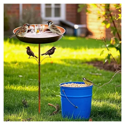 Produktbild von Vogelbäder für den Außenbereich, Stehende Vogelbadschale - 82 cm Hohes Metall Vogelbad Rostfrei für Garten Terrasse