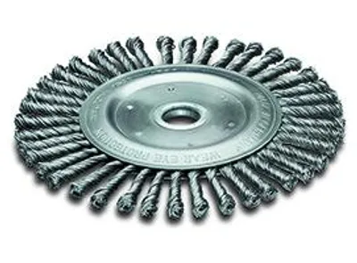 Produktbild von Runde Bürste ø 175 mm mit sehr widerstandsfähigen gedrehten Stahlborsten. Bohrung von 20 mm. Für schwer zugängliche Arbeiten, Eingänge