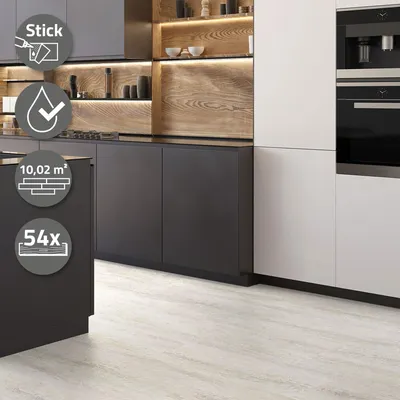 Immagine prodotto di Pavimento in PVC ML-Design, piastrelle autoadesive in vinile, 61x30,5 cm x 2 mm, 10,02 m²/54 piastrelle, grigio cemento chiaro