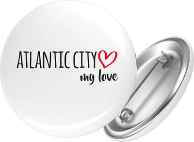 Produktbild von Huuraa Button Atlantic City my love 59mm rund mit Sicherheitsnadel Ansteckbutton Geschenkidee