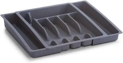 Produktbild von Famanu Besteckkasten ausziehbar mit verstellbaren Fächern - Grau