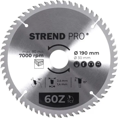 Obrázek produktu pro Strend Pro TCT 190x2,4x30/20 mm 60T, pilový kotouč na dřevo, SK plátky