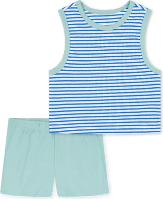 Produktbild von Schiesser Nightwear Baumwolle Schlafanzug Set aus ärmellosem Oberteil und kurzer Hose, Elastischer Hosenbund, Angenehmes Tragegefühl