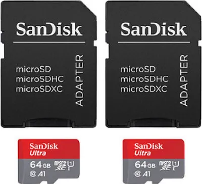 Immagine prodotto di SanDisk Ultra microSDXC 64GB 140MBs+Adapt 2Pack SDSQUAB-064G-GN6MT