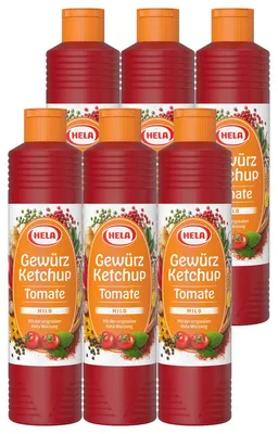 Zdjęcie produktu dla Ketchup pomidorowo-przyprawowy Hela z lekko pikantną nutą 800ml 6-pak