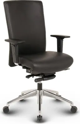 Produktbild von VERSEE Terox Bürostuhl Leder Schwarz – ergonomischer Schreibtischstuhl, stabiler Drehstuhl mit angenehmer Polsterung, ideal für Home Office, belastbar bis 150 kg