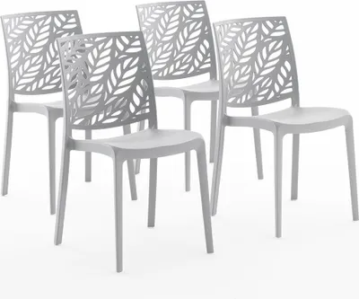 Immagine prodotto di set di 4 sedie impilabili in polipropilene con fibre di vetro per esterni e giardini, bar e ristoranti, cucine dal design moderno - DAFNE - Grigio chiaro