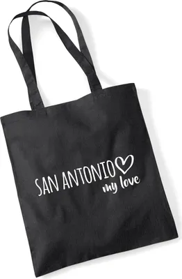 Produktbild von Huuraa Jutebeutel San Antonio my love 10 Liter Black Baumwolle Tasche Geschenkidee