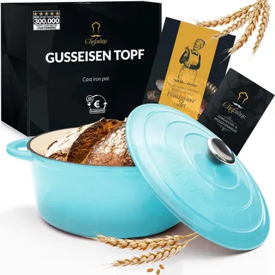 Zdjęcie produktu dla Żeliwny garnek 26 cm, 4.7 L, z pokrywką, do gotowania, indukcja