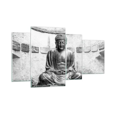 Produktbild von Bilder auf glas - 4 Teile - Japanisch Buddha Statue - 120x70cm - Glasbilder - Wandbilder - Bilder - zum Aufhängen bereit - Wanddekoration aus Glas - Glas Bilder - Wandbild auf Glas - GDL120x70-4329