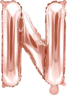 Image de Ballon en plastique lettre "N", 35cm, or rose (1 carton / 50 pièces)