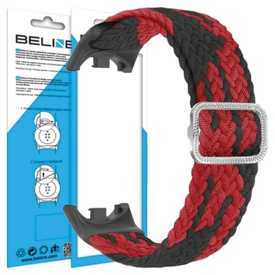 Obrázok produktu pre Beline Mi Band 9/8 Nylonový Remienok Čierny/Čierno-Červený