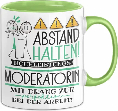 Produktbild von Moderatorin Tasse Geschenk Lustig Abstand Halten Hochleistungs-Moderatorin Mit Drang Zur Perfektion Bei Der Arbeit (Grün)