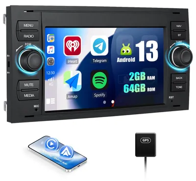 Obrázok produktu pre 2 GB + 64 GB, autorádio s Android 13 pre modely Ford Fiesta, C-MAX, Transit, Galaxy, s 7-palcovým HD dotykovým displejom