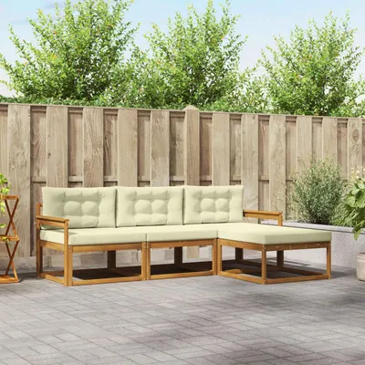 Produktbild von Outdoor-Sofagarnitur - VIDAXL - Terrassen-Sofa - mit Kissen - 4 pcs - Natur und Creme