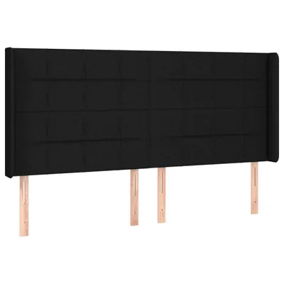 Produktbild von Kopfteil mit Ohren Schwarz 183x16x118/128 cm Stoff