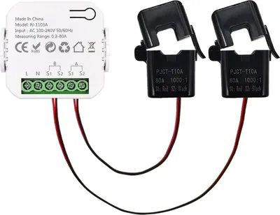 Produktbild von Intelligenter Stromzaehler mit Tuya-WLAN, intelligenter bidirektionaler Monitor fuer Stromerzeugung und -verbrauch mit 2 x 80 A CT-Stromwandler, unterstuetzt Echtzeitueberwachung, Warnfunktion, Steuerung ueber Mobiltelefon-App