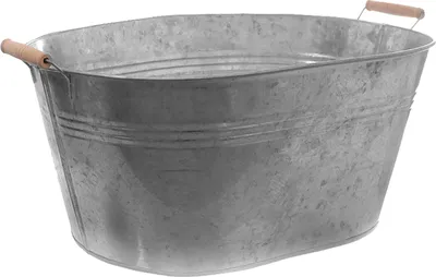 Produktbild von Metallwanne verzinkt mit Griffen - Blumenübertopf Pflanztopf (44,5 x 26,5 x 28,5) Zinkwanne Blumentopf Pflanzgefäß Pflanzkübel