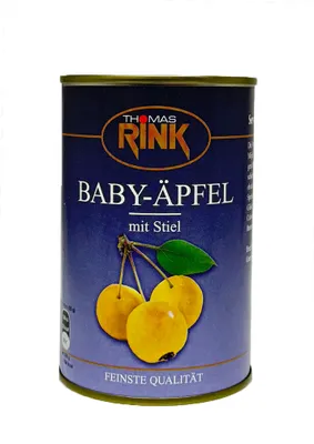 Produktbild von Thomas Rink Baby-Äpfel Kirschäpfel, leicht gezuckert, mit Stiel in Dose 425g