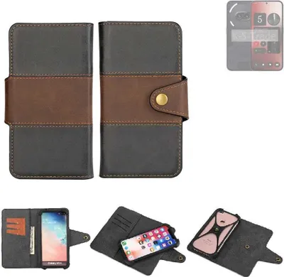 Produktbild von K-S-Trade Handyhülle Schutzhülle Hülle Bookstyle Wallet-Case kompatibel mit Nothing 2a Bumper Rundumschutz schwarz-braun 1x