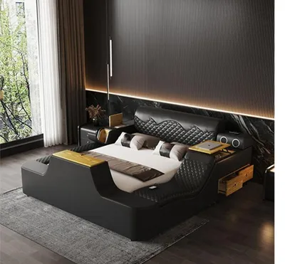 Produktbild von Doppel Luxus Leder Bett Massage Polster Betten Moderne Hotel bluetooth