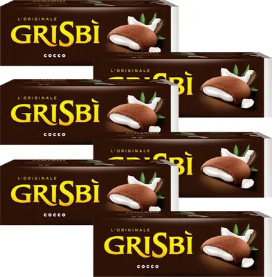 Produktbild von MATILDE VICENZI Grisbi Cocco - Italienische Biskuits mit Kokosnussfüllung 150g x 6 Pakete
