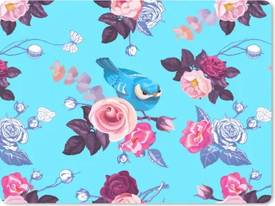 Produktbild von MuchoWow® Mauspad Mousepad Vogel - Blumen - Muster 40x30 cm - Mousepads - Maus Mat - Pad - Mausunterlage - Anti Rutsch
