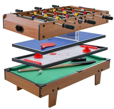 4-in-1 Spieltisch: Billard, Tischtennis, Air-Hockey & Tischfußball
